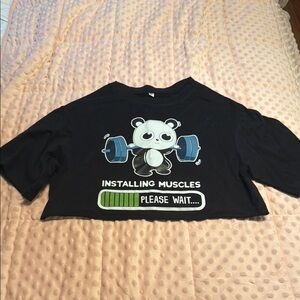 Black Panda Graphic Crop Top